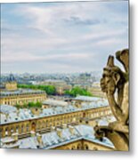 Gargoyle Of Notre Dame Cathedral In Paris I Metal Print
