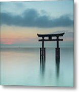 Gate Of The Shirahige Shrine On Biwa Lake Metal Print