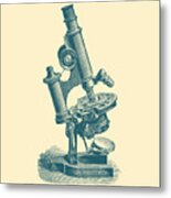 Geeky Microscope In Blue And Cream Metal Print