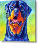 Gentle Guardian Colorful Rottweiler Dog Metal Print