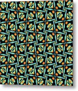 Geometric Designer Pattern 2703a - Orange Green Grey Metal Print