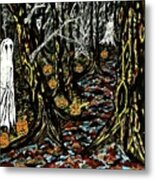 Halloween Ghost In The Forest Metal Print
