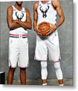 Giannis Antetokounmpo And Khris Middleton Metal Print