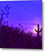 Giant Saguaro Cactus Super Moonrise In Cancer Metal Print