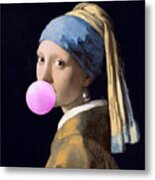 Girl With A Bubble Gum Metal Print