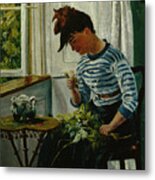 Girl With Flowers, 1876 Metal Print