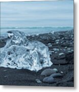 Glacial Ice On Diamond Beach Metal Print
