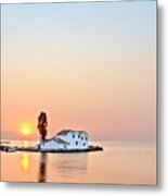 Singled Out At Sea Glory, Glory Of Sunrise At Sea Was Taken In Greece, Corfu When Sun Just Is Rising Metal Print