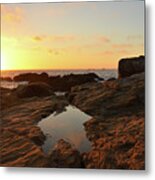 Glowing Sunset Over The Tide Pools Metal Print