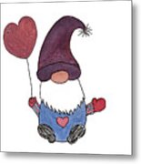 Gnome With Purple Hat Metal Print
