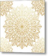 Gold Mandala Pattern In White Background Metal Print
