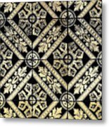 Gold On Black Tiles Mosaic Design Decorative Art I Metal Print