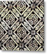 Gold On Black Tiles Mosaic Design Decorative Art Vi Metal Print