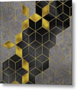 Gold With The Flow Geometric Modern Marble Metal Print