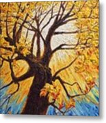 Golden Fall Tree Metal Print