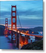Golden Gate At Nightfall Metal Print