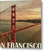 Golden Gate On Sunset Metal Print