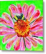 Bee On Flower Metal Print