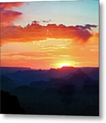 Grand Canyon Red Sky Sunset Metal Print