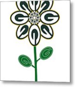 Green Bay Packers - Nfl Football Team Logo Flower Art Metal Print