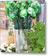 Green Carnations Metal Print