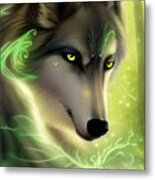 Green-eyed Wolf Metal Print