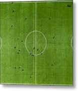 Green Football Pitch Aerial View Metal Print