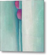 Green Lines And Pink - Abstract Modernist Painting Metal Print
