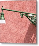 Green Wrought Iron Street Lamp Of Venice Metal Print
