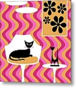 Groovy Pink Stripes Room Metal Print