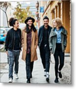 Group Of Friends Making Way To A Bar Metal Print