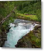 Gudbrandsjuvet Waterfall In Norway Metal Print