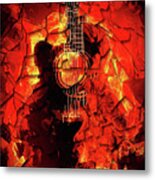 Guitar On Fire Metal Print