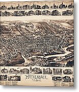 Hackensack New Jersey Vintage Map 1896 Nostalgic Sepia Metal Print