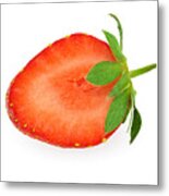 Half Of Strawberry Isolated On White With Clipping Path Metal Print