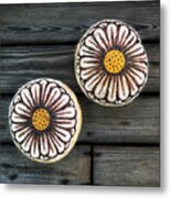 Hand Painted Sourdough Daisy Duo 2 Metal Print