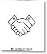 Handshake Icon With Editable Stroke And Pixel Perfect. Metal Print