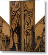Hans Holbein D J Kaiserin Kunigunde Und Kaiser Heinrich Ii Vor Dem Munsterchor Linker Flugel Madonna Metal Print