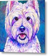 Happiness - Neon Colorful West Highland White Terrier Dog Metal Print