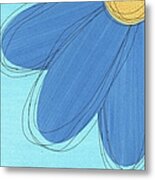 Happy Blue Flower Abstract Metal Print