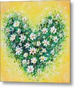 Happy Daisy Heart Metal Print