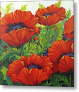 Happy Dance Red Poppies Metal Print