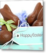 Happy Easter Chocolate Bunny Metal Print