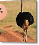 Happy Fathers Day Ostrich Family Metal Print