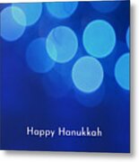 Happy Hanukkah Glow- Art By Linda Woods Metal Print
