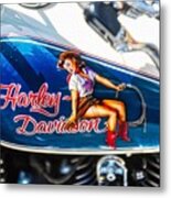 Harley Davidson Cowgirl Pin-up Metal Print