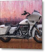 Harley-davidson Street Glide White Motorcycle By Vart Metal Print