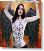 Hawk Girl Wearing Body Paint Metal Print