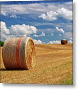 Haybale Migration -  Rural Scene In South Central Wi Near Oregon Metal Print