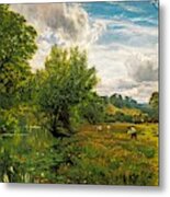 Hayfield Near Days' Lock, Oxen Metal Print